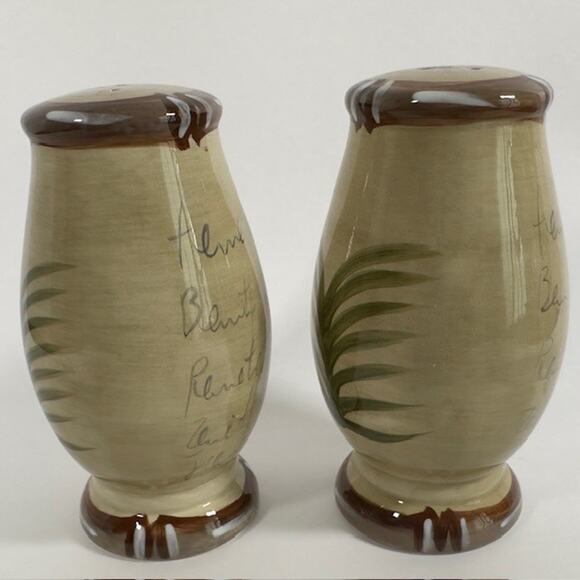 Tabletops Unlimited Bora Bora Salt & Pepper Shaker Set Palm Trees, Bamboo Edge - Picture 12 of 16